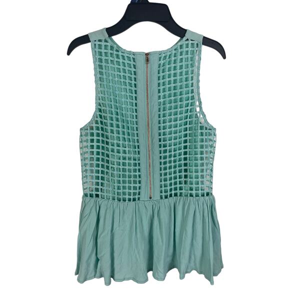 Finders Keepers Womens Way To Go Blue Sleeveless Caged Back Zipper Peplum Top - Picture 1 of 8